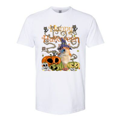 Happy Halloween Witch Corgi Pumpkin Black Cat JackOLantern Cool Gift Softstyle CVC T-Shirt