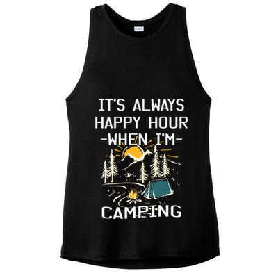 Happy Hour When Im Camping With Family Members Hello Summer Gift Ladies PosiCharge Tri-Blend Wicking Tank