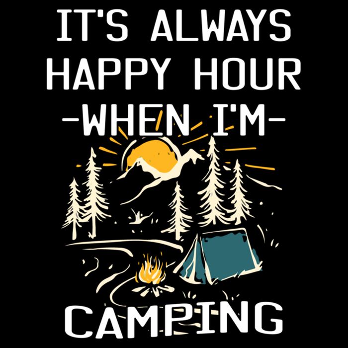 Happy Hour When Im Camping With Family Members Hello Summer Gift Flexfit Unipanel Trucker Cap