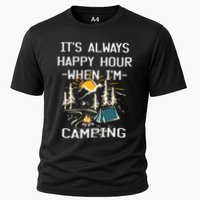 Happy Hour When Im Camping With Family Members Hello Summer Gift Cooling Performance Crew T-Shirt