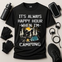 Happy Hour When Im Camping With Family Members Hello Summer Gift Cooling Performance Crew T-Shirt