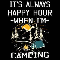 Happy Hour When Im Camping With Family Members Hello Summer Gift Sustainable Bucket Hat