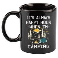 Happy Hour When Im Camping With Family Members Hello Summer Gift 11oz C Handle Ceramic Mug