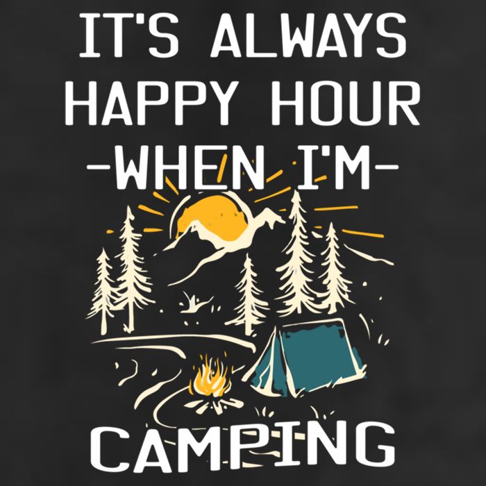 Happy Hour When Im Camping With Family Members Hello Summer Gift 11oz C Handle Ceramic Mug