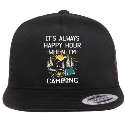 Happy Hour When Im Camping With Family Members Hello Summer Gift Flatbill Hat