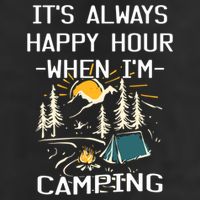 Happy Hour When Im Camping With Family Members Hello Summer Gift Golf Towel