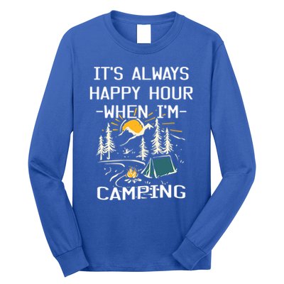 Happy Hour When Im Camping With Family Members Hello Summer Gift Long Sleeve Shirt