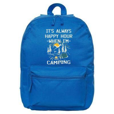 Happy Hour When Im Camping With Family Members Hello Summer Gift 16 in Basic Backpack