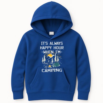 Happy Hour When Im Camping With Family Members Hello Summer Gift Kids Hoodie