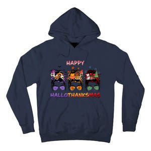 Happy Hallothanksmas Woman Messy Bun Hair Tall Hoodie