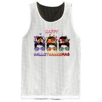 Happy Hallothanksmas Woman Messy Bun Hair Mesh Reversible Basketball Jersey Tank