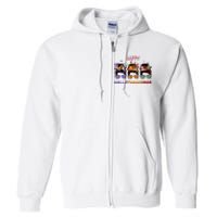 Happy Hallothanksmas Woman Messy Bun Hair Full Zip Hoodie