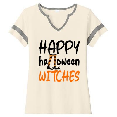 Happy Halloween Witches Cute Ladies Halftime Notch Neck Tee