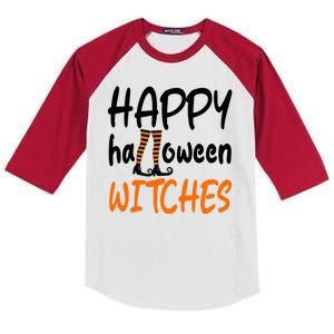 Happy Halloween Witches Cute Kids Colorblock Raglan Jersey