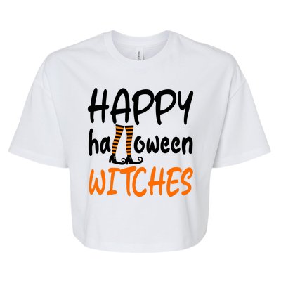 Happy Halloween Witches Cute Bella+Canvas Jersey Crop Tee