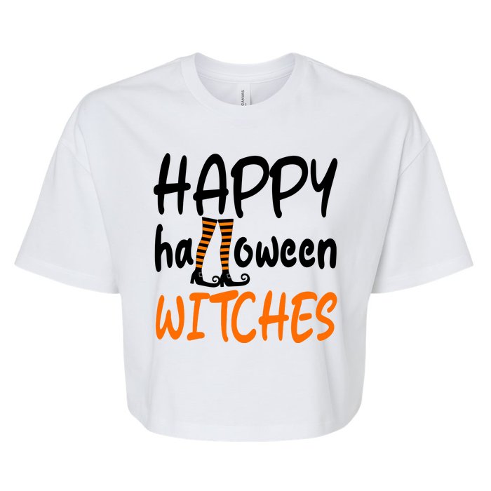 Happy Halloween Witches Cute Bella+Canvas Jersey Crop Tee