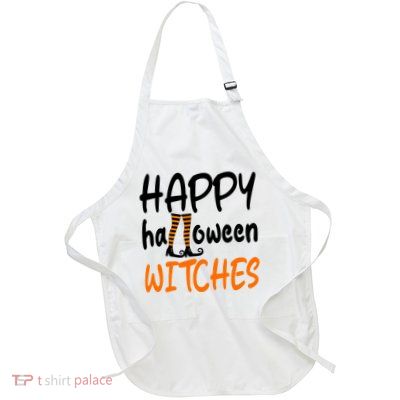 Happy Halloween Witches Cute Full-Length Apron With Pockets