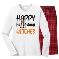 Happy Halloween Witches Cute Women's Long Sleeve Flannel Pajama Set 