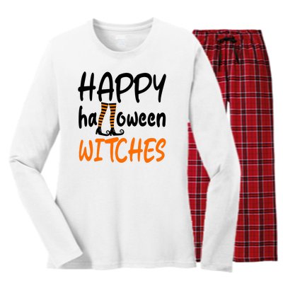 Happy Halloween Witches Cute Women's Long Sleeve Flannel Pajama Set 