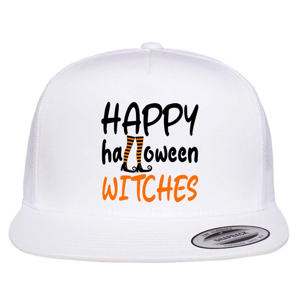 Happy Halloween Witches Cute Flat Bill Trucker Hat