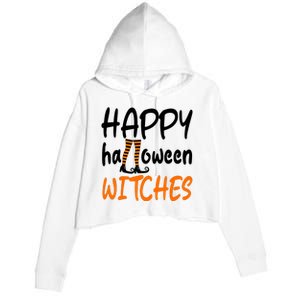 Happy Halloween Witches Cute Crop Fleece Hoodie