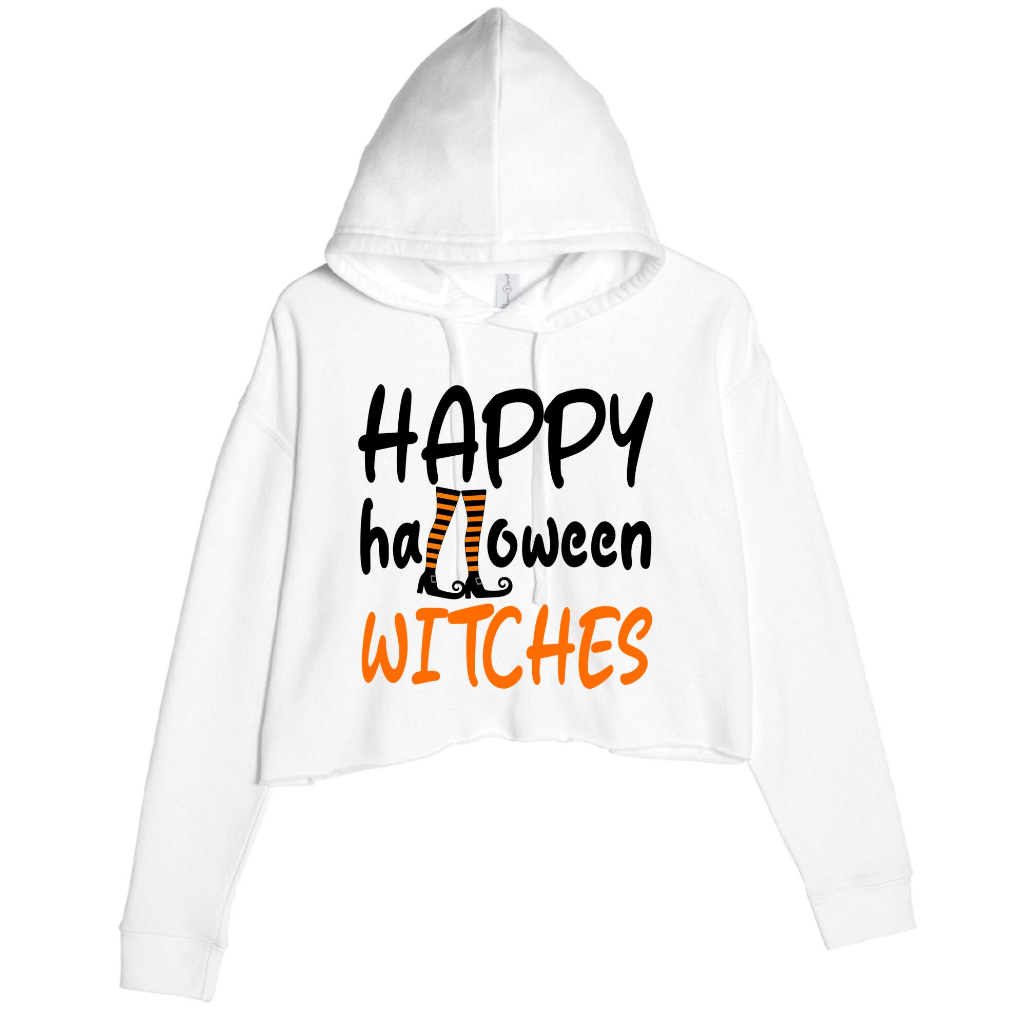 Happy Halloween Witches Cute Crop Fleece Hoodie