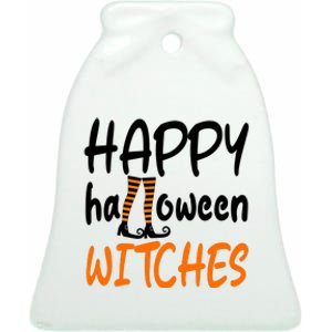 Happy Halloween Witches Cute Ceramic Bell Ornament