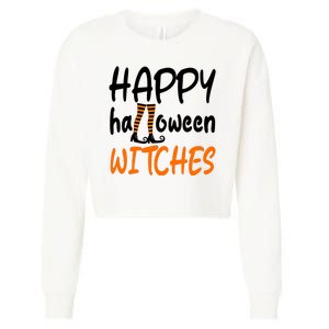 Happy Halloween Witches Cute Cropped Pullover Crew