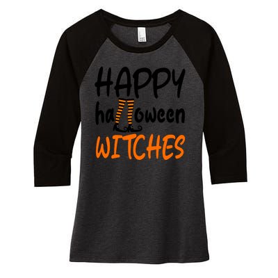 Happy Halloween Witches Cute Women's Tri-Blend 3/4-Sleeve Raglan Shirt