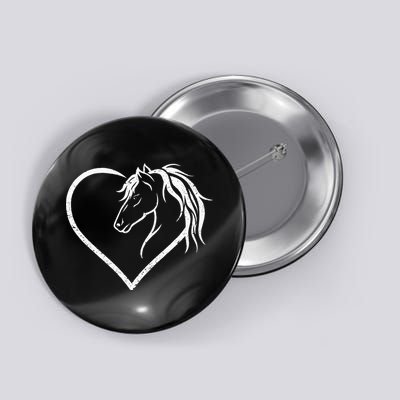 Horse Head With A Heart Riding Horse Button