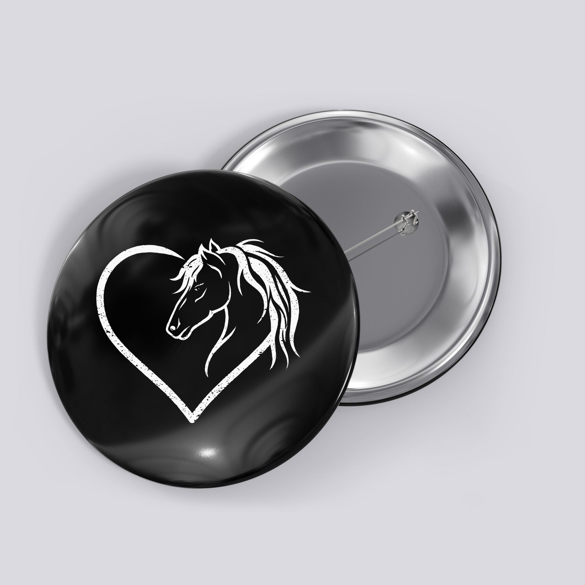 Horse Head With A Heart Riding Horse Button