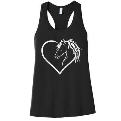 Horse Head With A Heart Riding Horse Women's Racerback Tank