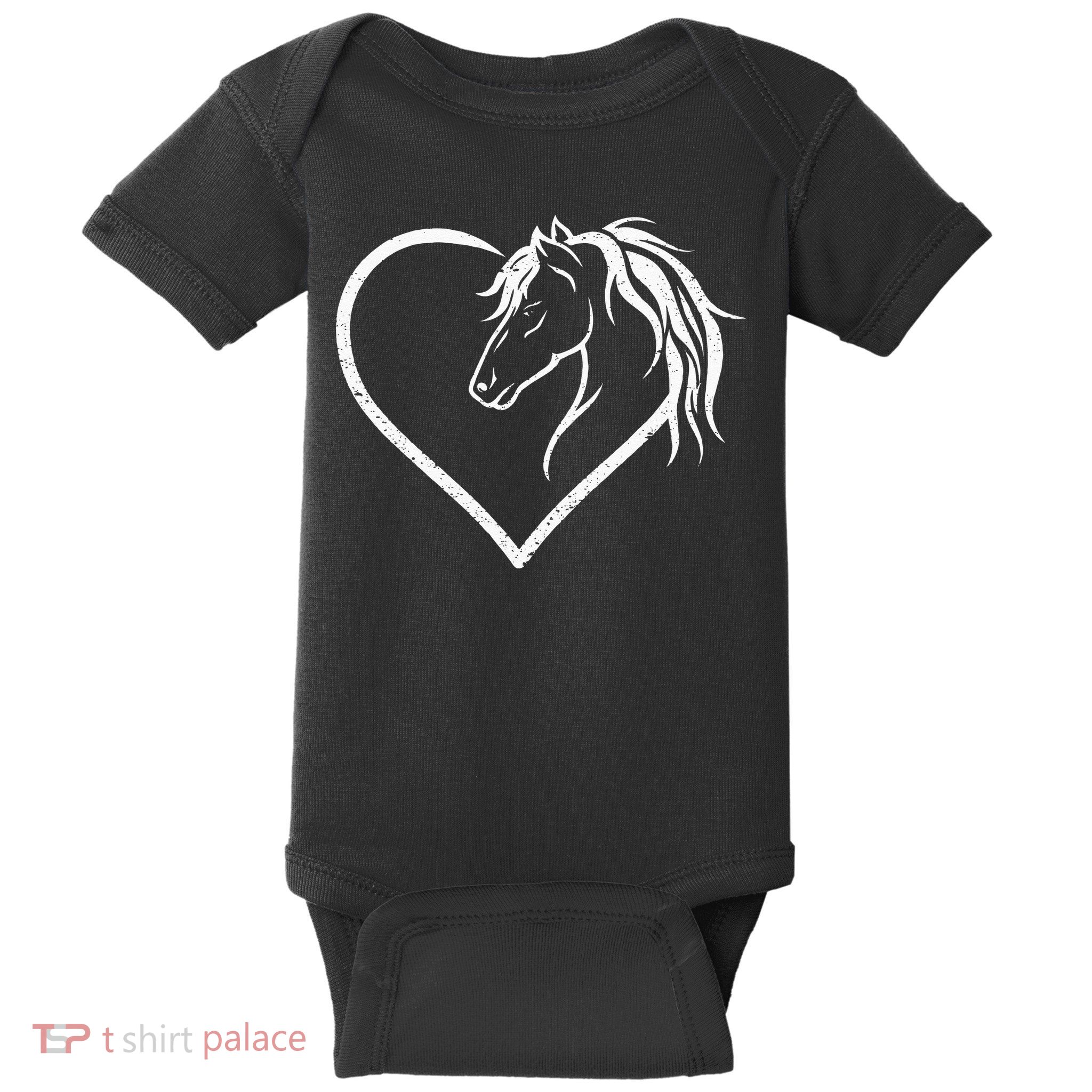 Horse Head With A Heart Riding Horse Baby Bodysuit