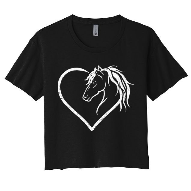 Horse Head With A Heart Riding Horse Crop Top