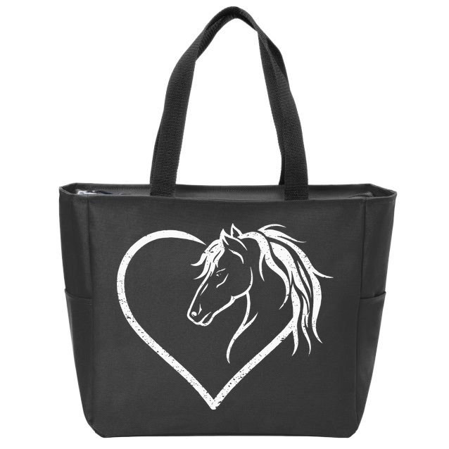 Horse Head With A Heart Riding Horse Zip Tote Bag