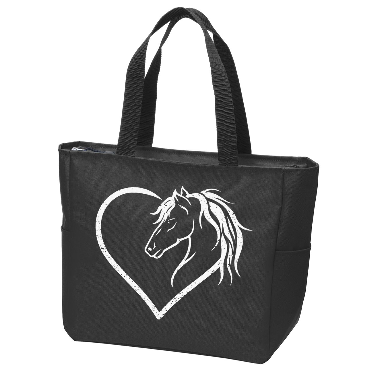 Horse Head With A Heart Riding Horse Zip Tote Bag