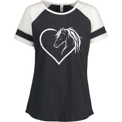 Horse Head With A Heart Riding Horse Enza Ladies Jersey Colorblock Tee