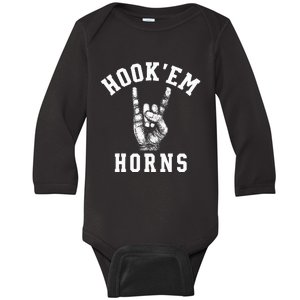 Hookem Horns Women Longhorn Head Baby Long Sleeve Bodysuit