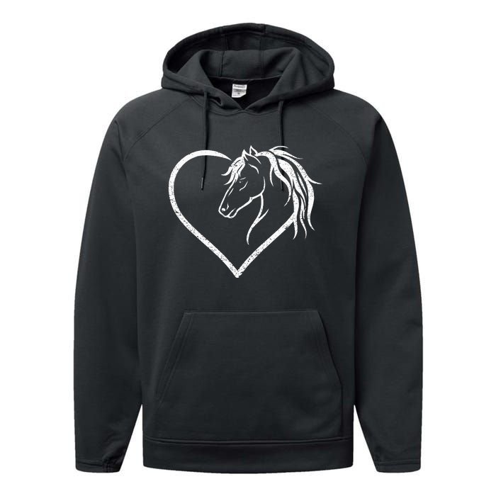 Horse Head With A Heart Riding Horse Performance Fleece Hoodie