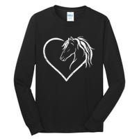 Horse Head With A Heart Riding Horse Tall Long Sleeve T-Shirt