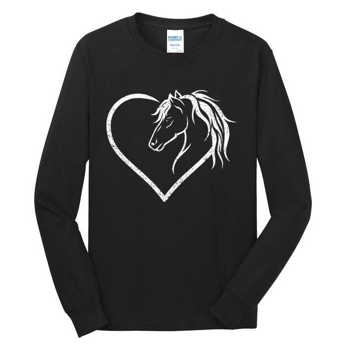 Horse Head With A Heart Riding Horse Tall Long Sleeve T-Shirt