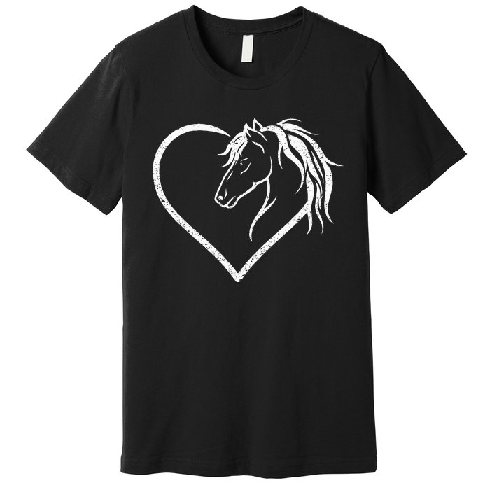 Horse Head With A Heart Riding Horse Premium T-Shirt