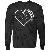 Horse Head With A Heart Riding Horse Tie-Dye Long Sleeve Shirt