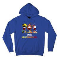 Happy Hallothanksmas Wine Glasses Witch Santa Hat Turkey Gift Hoodie