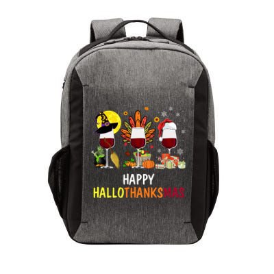 Happy Hallothanksmas Wine Glasses Witch Santa Hat Turkey Gift Vector Backpack