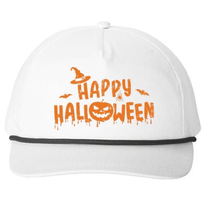 Happy Halloween With Scary Pumpkin Face And Witch Hat Snapback Five-Panel Rope Hat