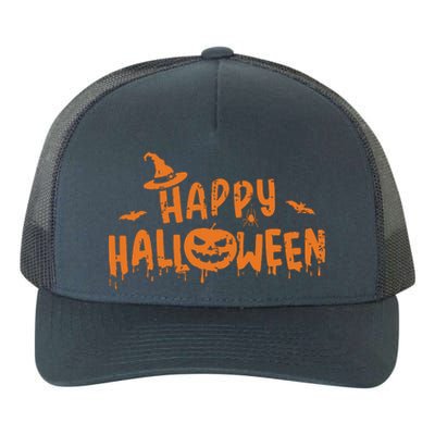 Happy Halloween With Scary Pumpkin Face And Witch Hat Yupoong Adult 5-Panel Trucker Hat