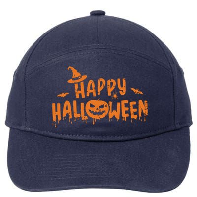 Happy Halloween With Scary Pumpkin Face And Witch Hat 7-Panel Snapback Hat