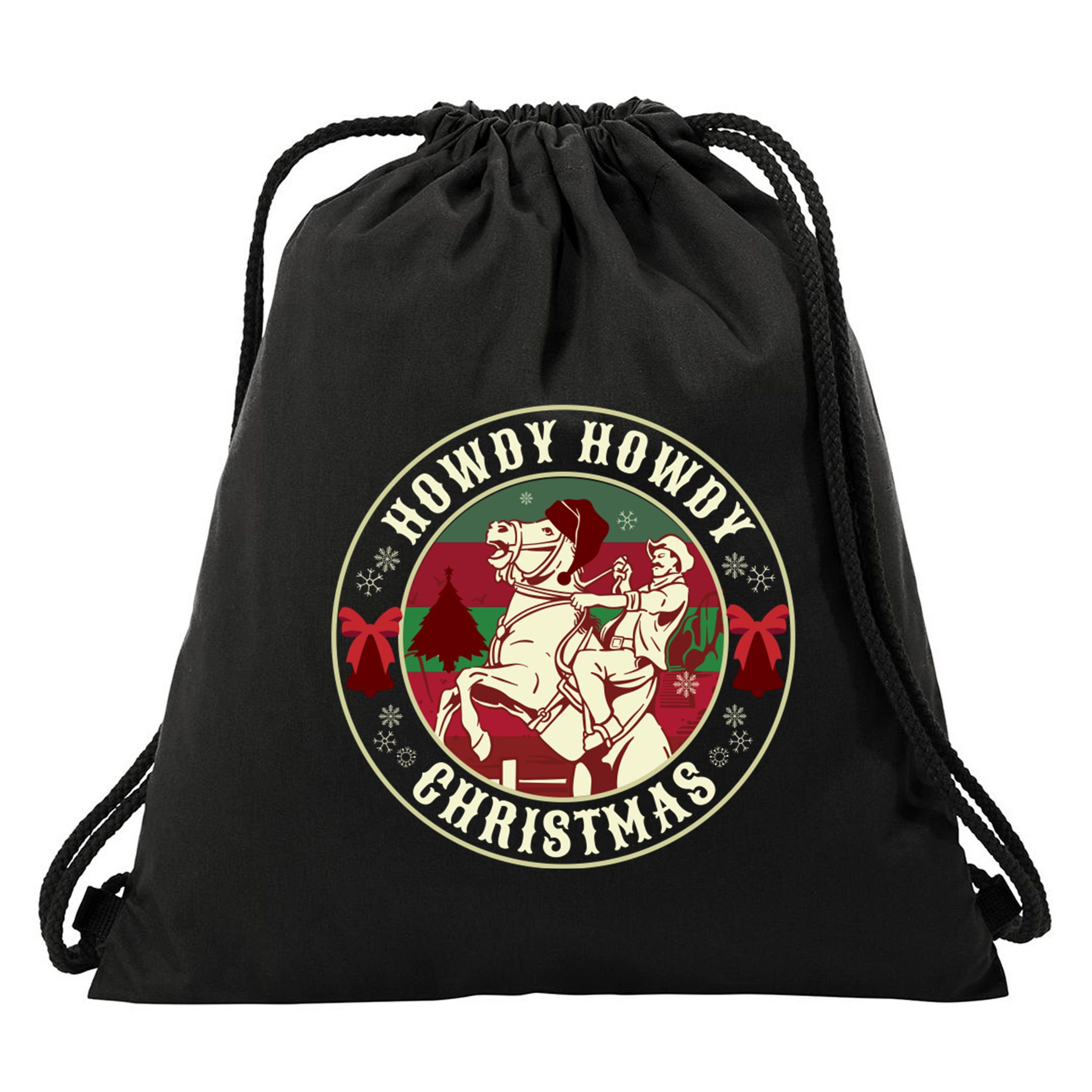Howdy Howdy Western Christmas Drawstring Bag