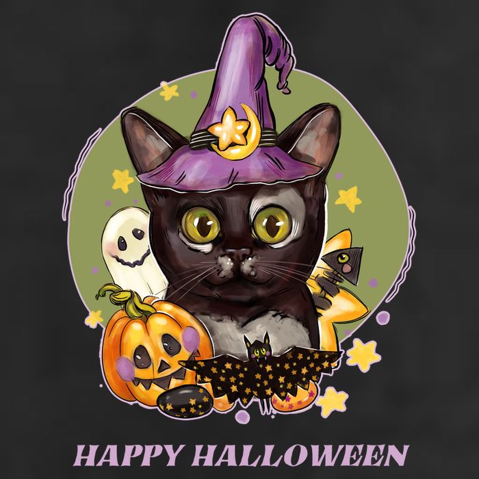Happy Halloween Witchy Kitty Design Adult Drive Performance Visor